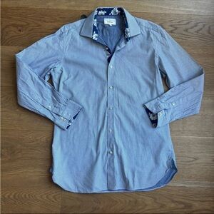 Ted Baker Endurance Long Sleeve Button Up Collared Shirt Blue SZ 16 32/33